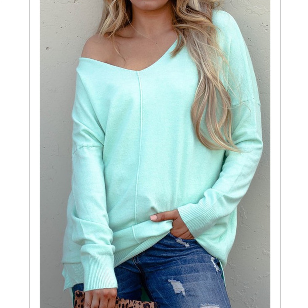 Deep Mint V neck Sweater